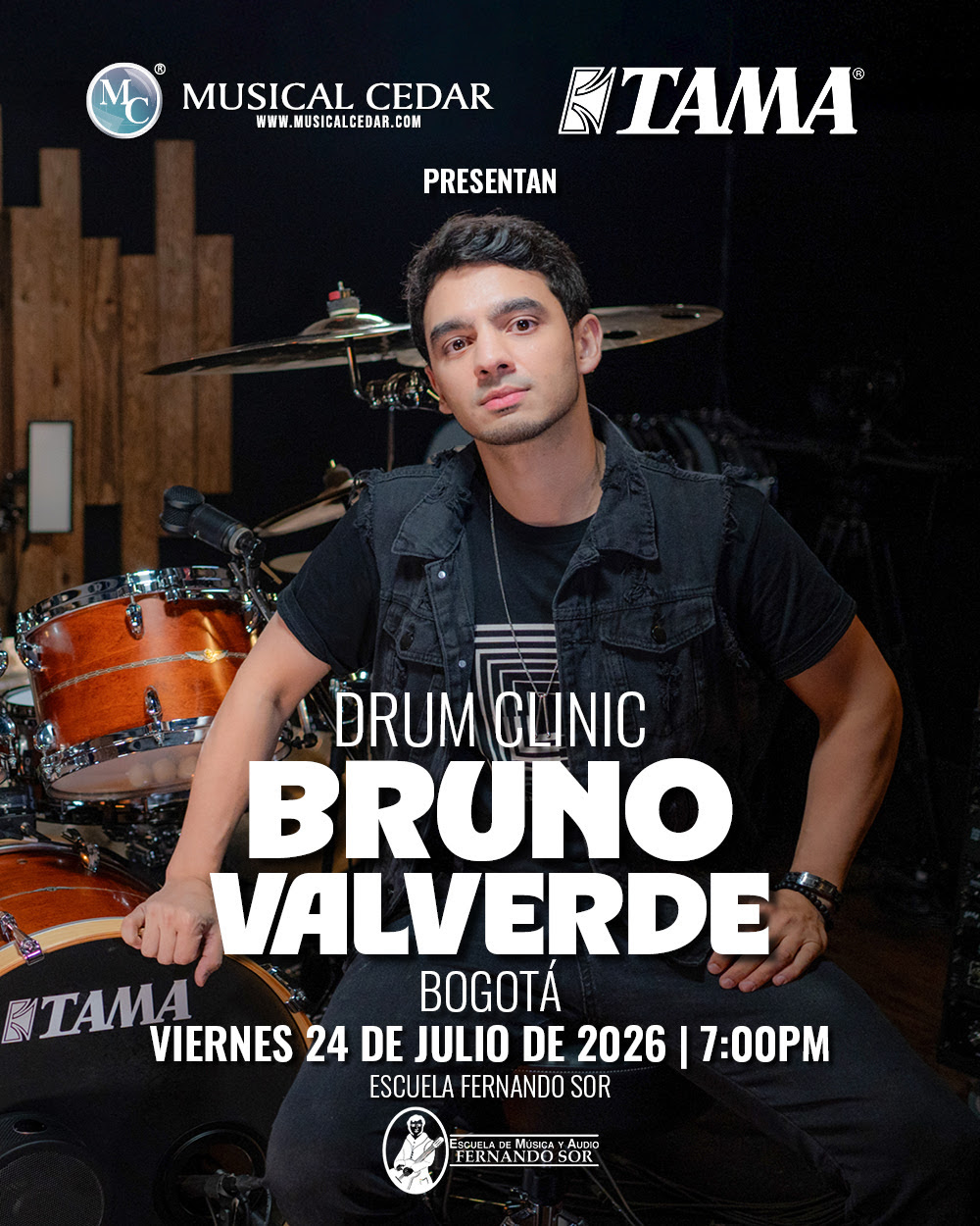 Bruno Valverde dictará masterclass gratuita de batería en Bogotá